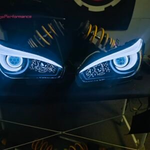 For Infiniti Q70 Y51 Owl Eye Style LED Tail Lights (Pair) - Smoked Lens & Sequential Turn Signal