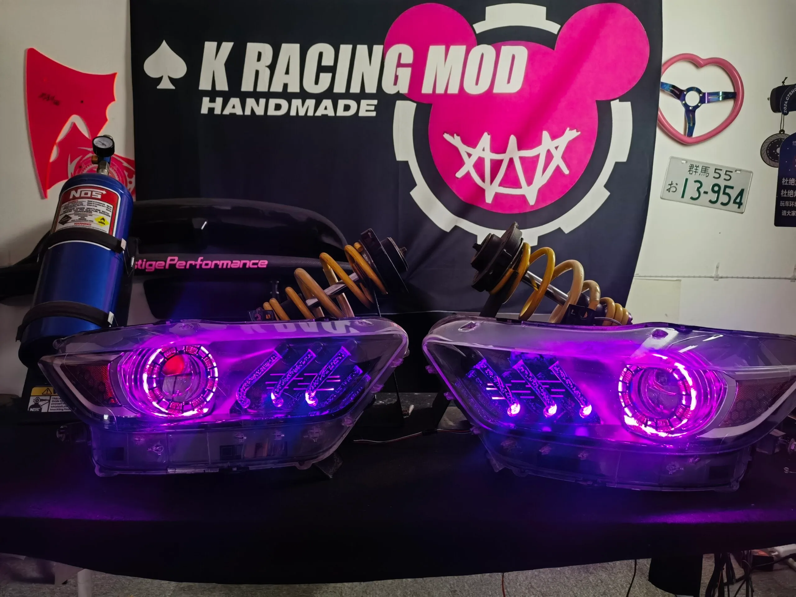 JDM Tuning Water Cooling Simulation LED Headlights for Ford Mustang GT 2015-2023 - RGB Effects